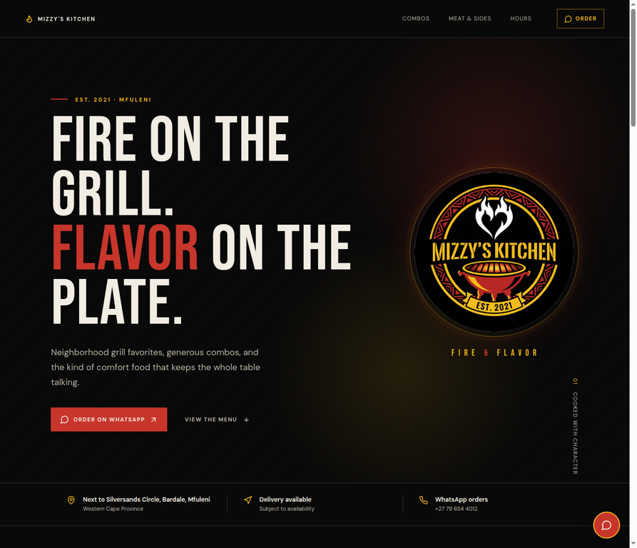 Mizzy's Kitchen website preview